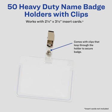 Avery Heavy Duty Badge Holders with Clips, 2.25